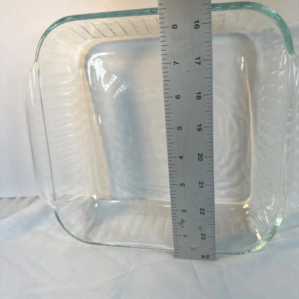 Vintage Clear Ribbed PYREX #222 Glass Baking Dish Cake Pan 2 qt EVC